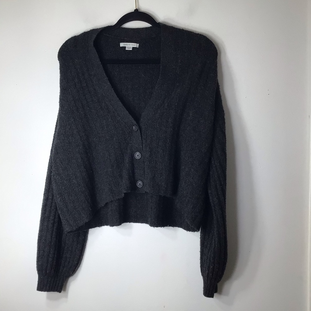American Eagle cardigan sweater xs grey cozy soft